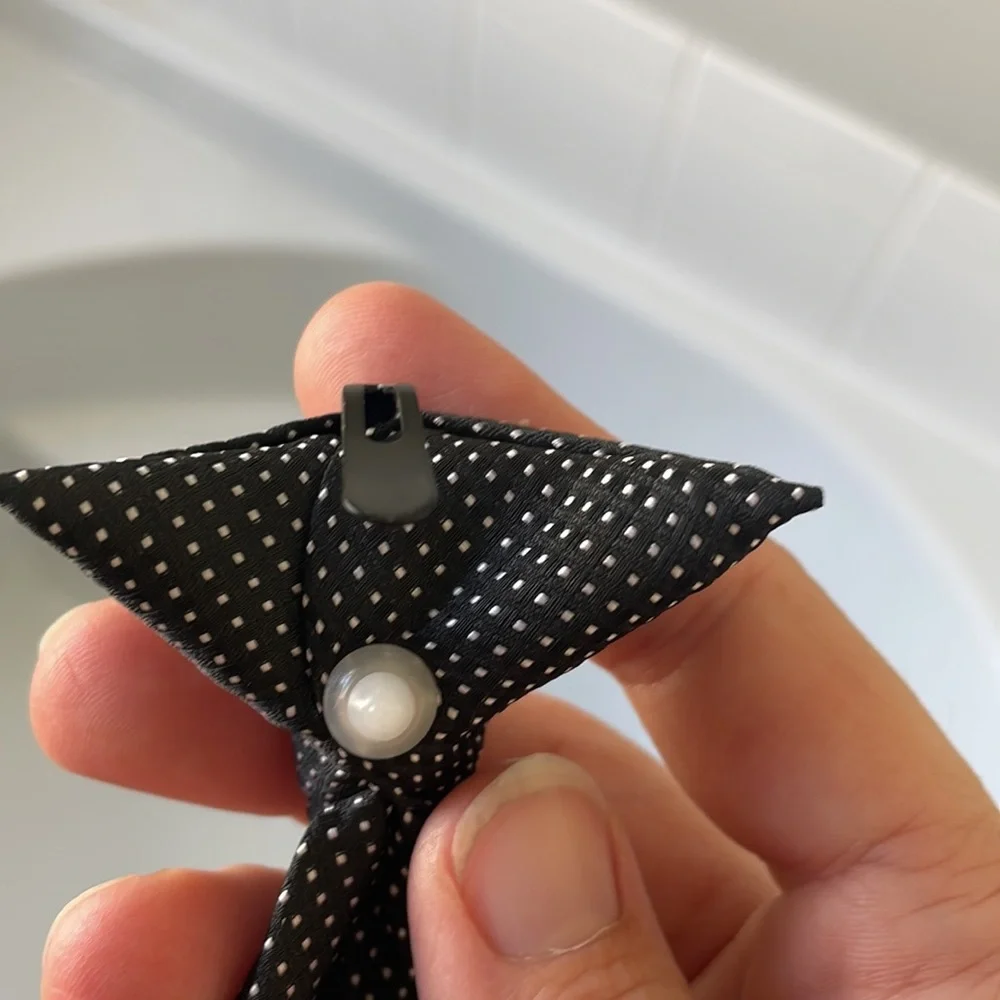 Black polka Dot Clip On Tie